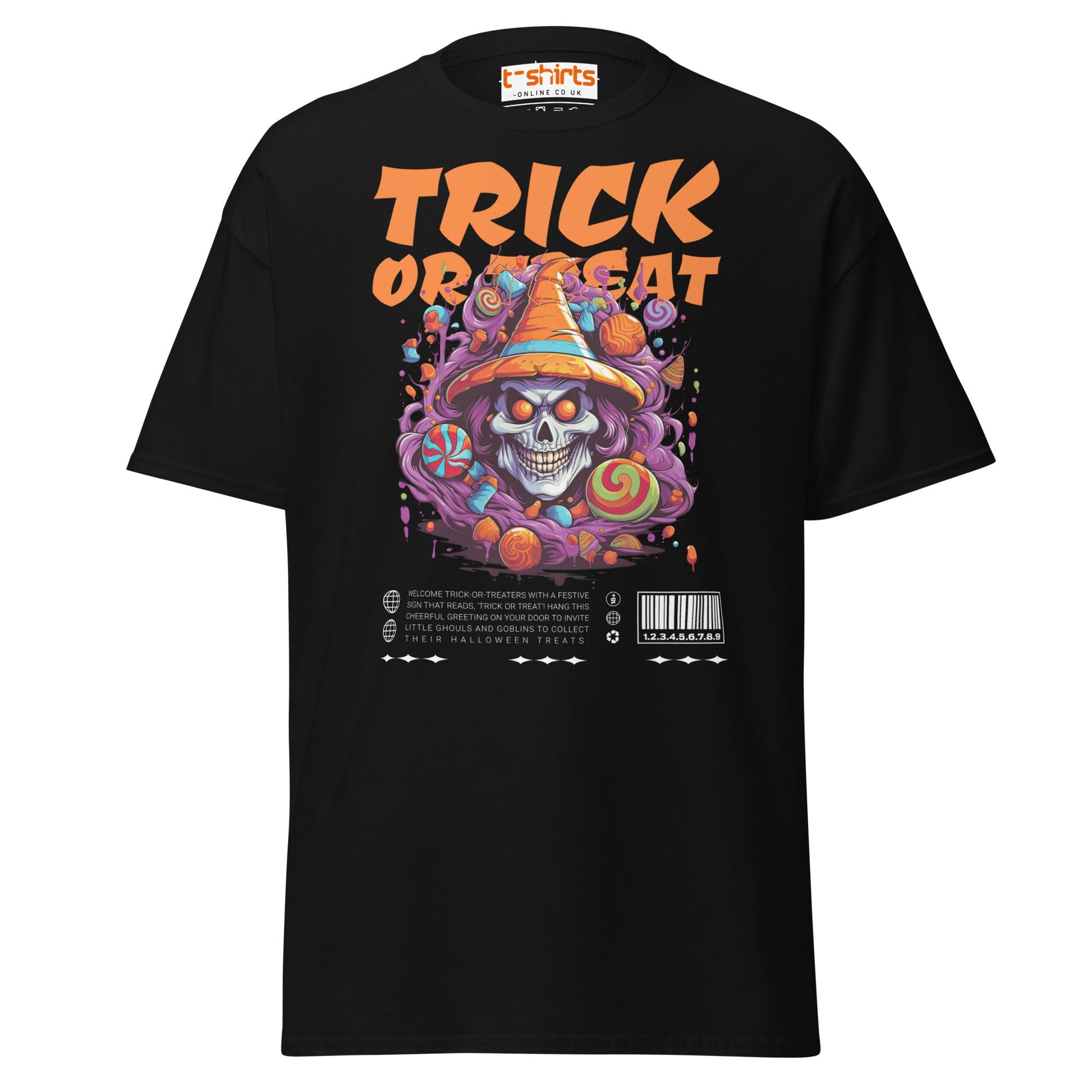 Trick or Treat Skull Halloween T-Shirt - Black - T-Shirts Online