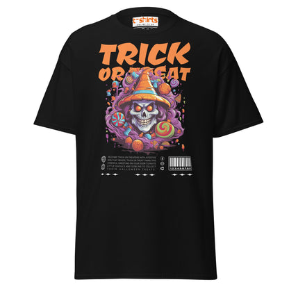 Trick or Treat Skull Halloween T-Shirt - Black - T-Shirts Online