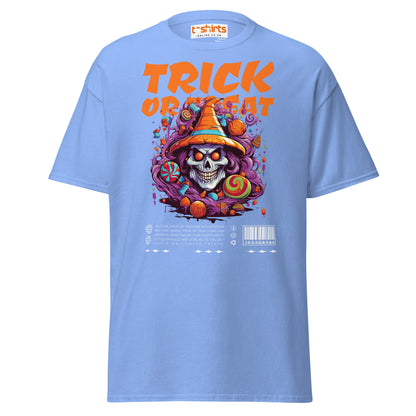 Trick or Treat Skull Halloween T-Shirt - Carolina Blue - T-Shirts Online