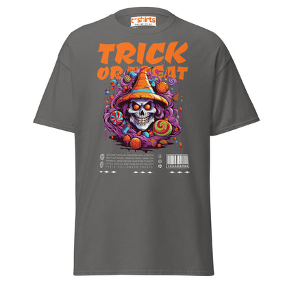 Trick or Treat Skull Halloween T-Shirt - Charcoal - T-Shirts Online