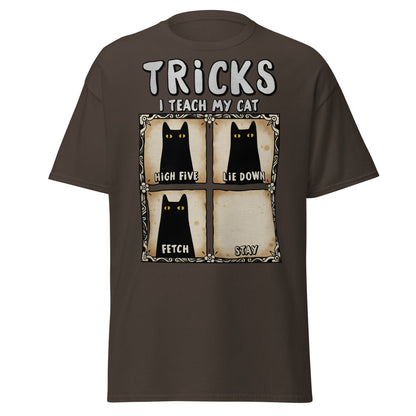 Tricks I Teach My Cat Funny Cat Owner T-Shirt - Dark Chocolate - T-Shirts Online