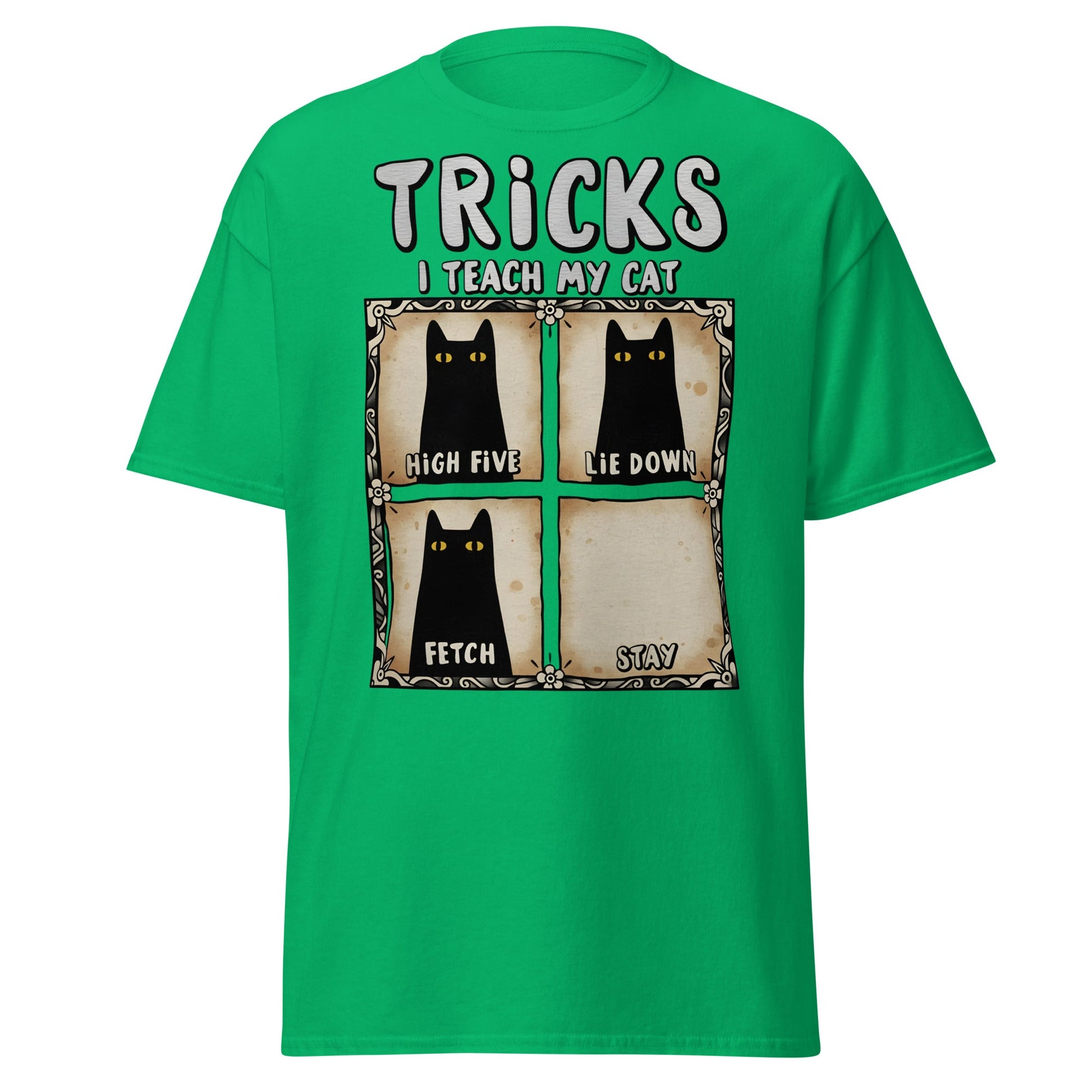 Tricks I Teach My Cat Funny Cat Owner T-Shirt - Irish Green - T-Shirts Online