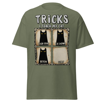 Tricks I Teach My Cat Funny Cat Owner T-Shirt - Military Green - T-Shirts Online