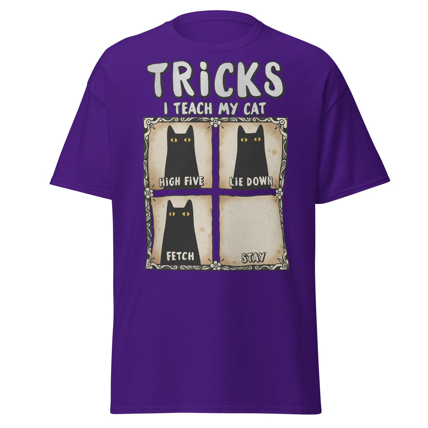 Tricks I Teach My Cat Funny Cat Owner T-Shirt - Purple - T-Shirts Online