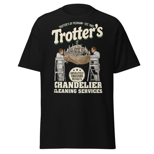 Trotters Chandelier Cleaning T-Shirt - Funny Peckham Tee - Black - T-Shirts Online