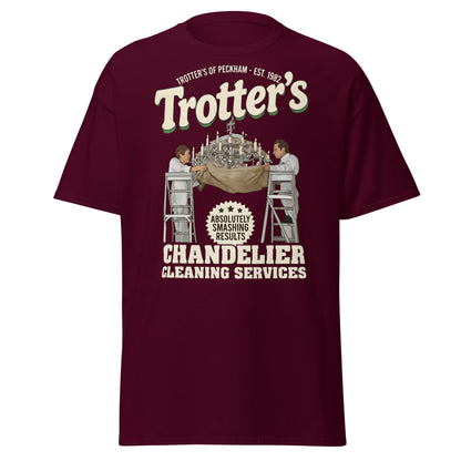 Trotters Chandelier Cleaning T-Shirt - Funny Peckham Tee - Maroon - T-Shirts Online