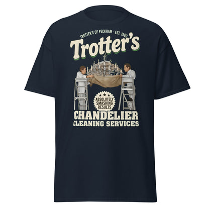 Trotters Chandelier Cleaning T-Shirt - Funny Peckham Tee - Navy - T-Shirts Online