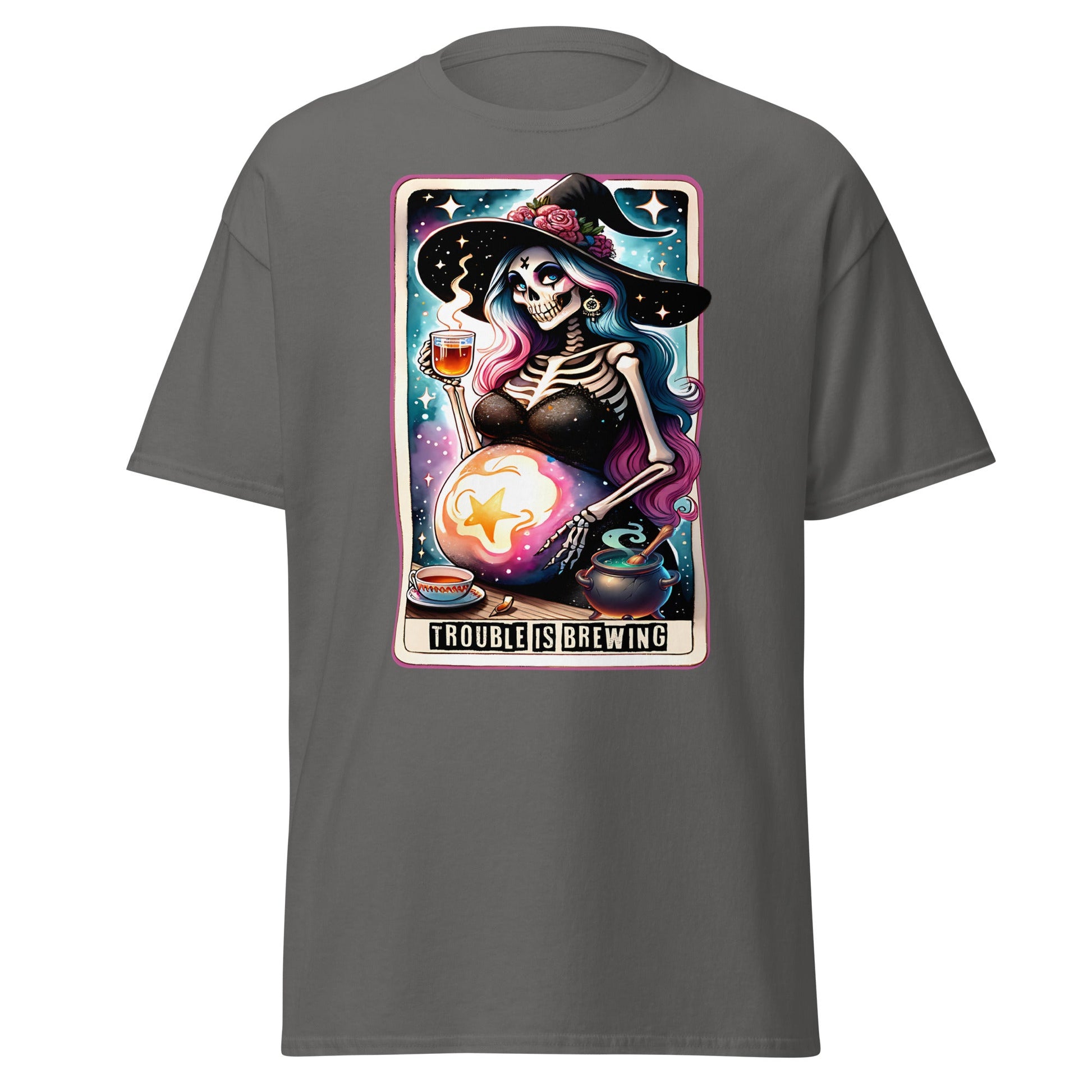 'Trouble is Brewing' Tarot | Tarot Card T-Shirt - Charcoal - T-Shirts Online