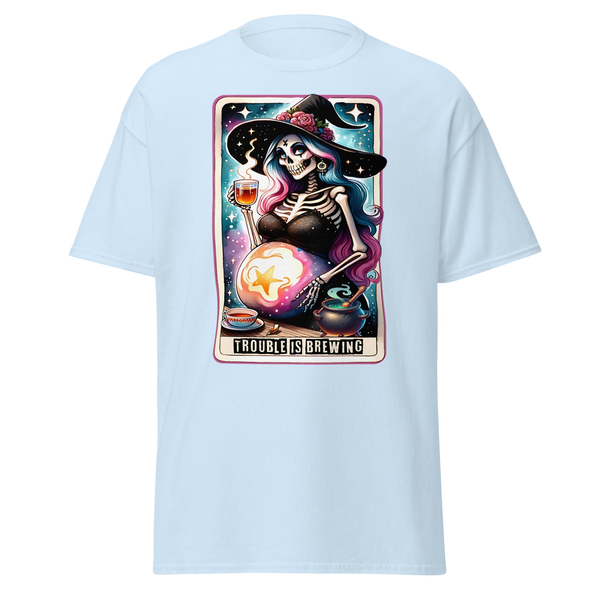 'Trouble is Brewing' Tarot | Tarot Card T-Shirt - Light Blue - T-Shirts Online