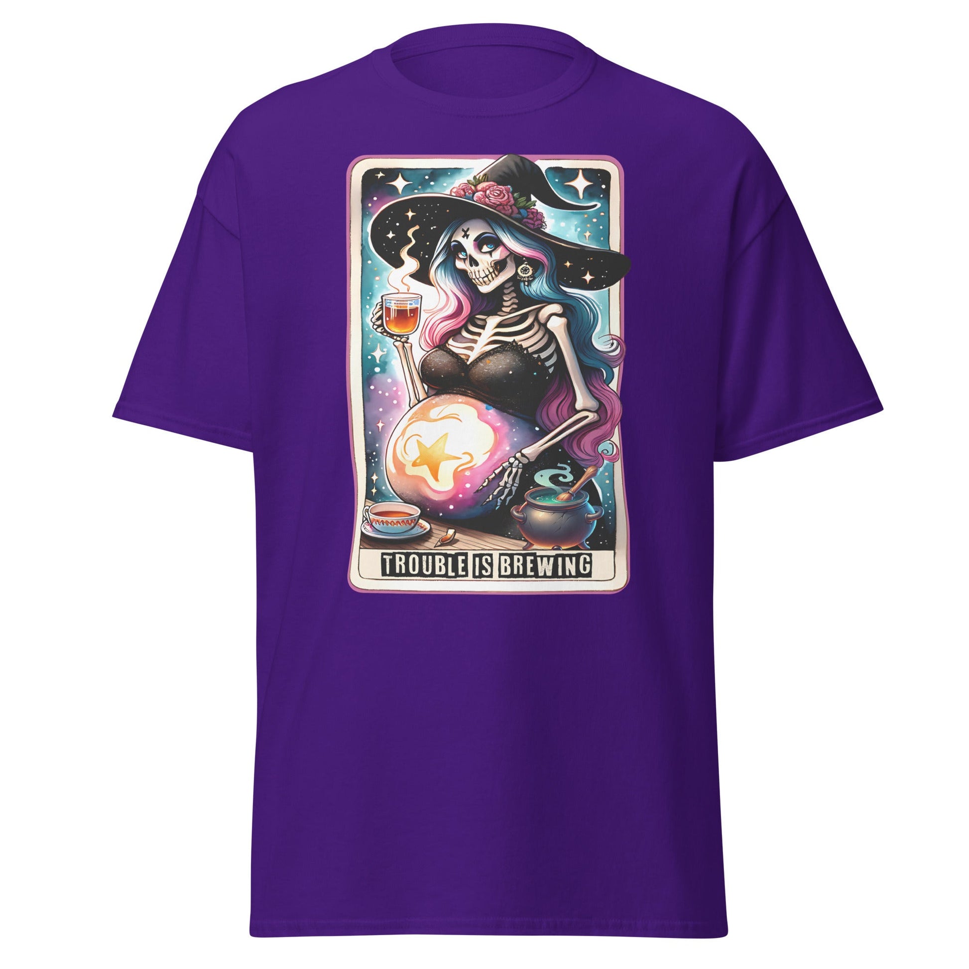 'Trouble is Brewing' Tarot | Tarot Card T-Shirt - Purple - T-Shirts Online