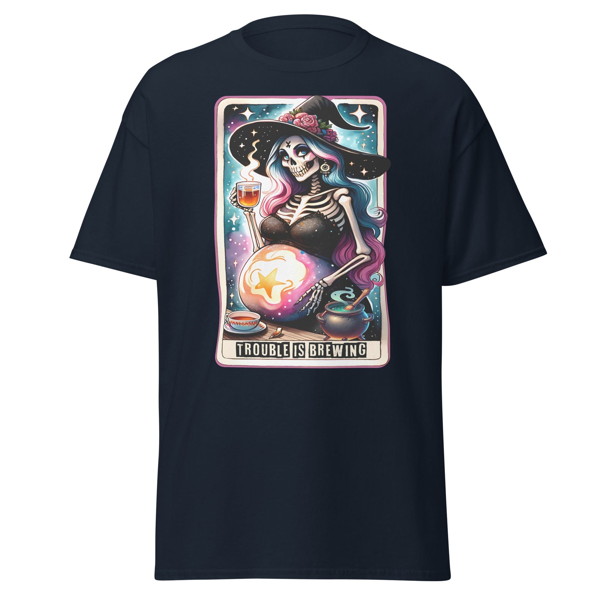 'Trouble is Brewing' Tarot | Tarot Card T-Shirt - Navy - T-Shirts Online