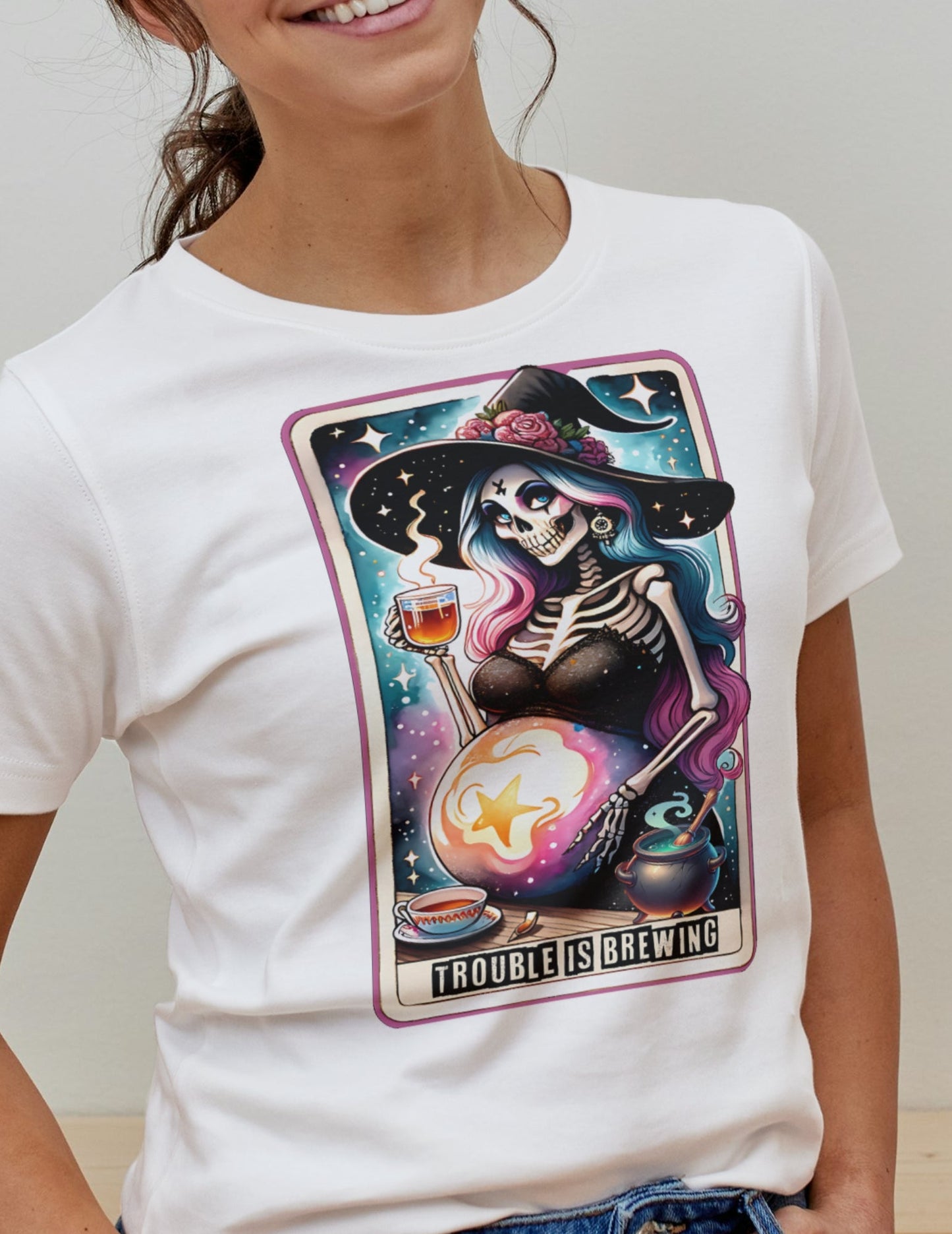 Trouble is Brewing Tarot | Tarot Card T-Shirt - Black - T-Shirts Online