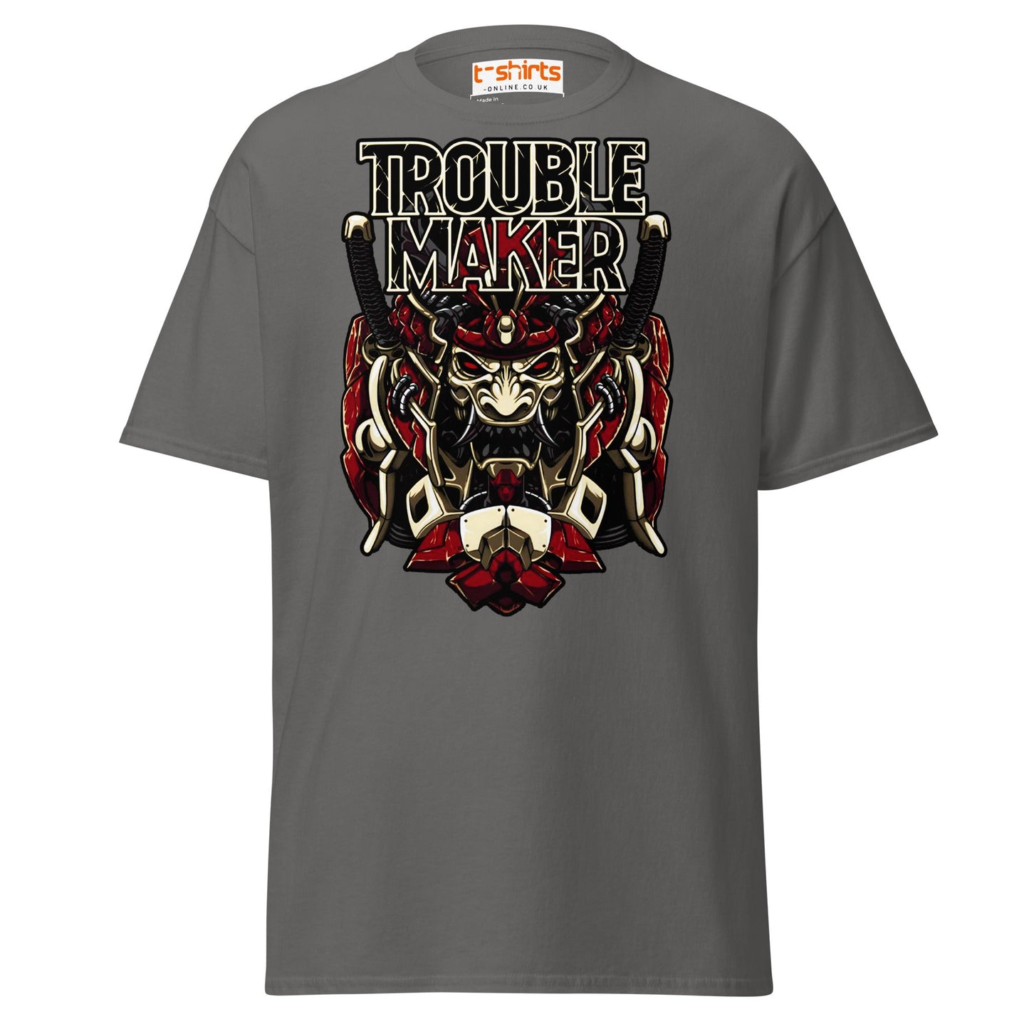 Troublemaker Samurai T-Shirt – Bold Warrior Design Tee - Charcoal - T-Shirts Online
