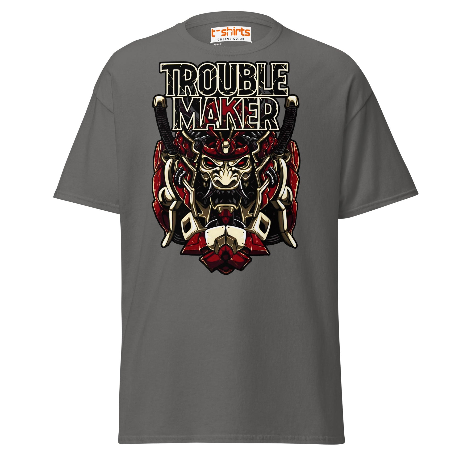 Troublemaker Samurai T-Shirt – Bold Warrior Design Tee - Charcoal - T-Shirts Online