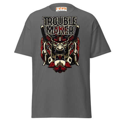 Troublemaker Samurai T-Shirt – Bold Warrior Design Tee - Charcoal - T-Shirts Online