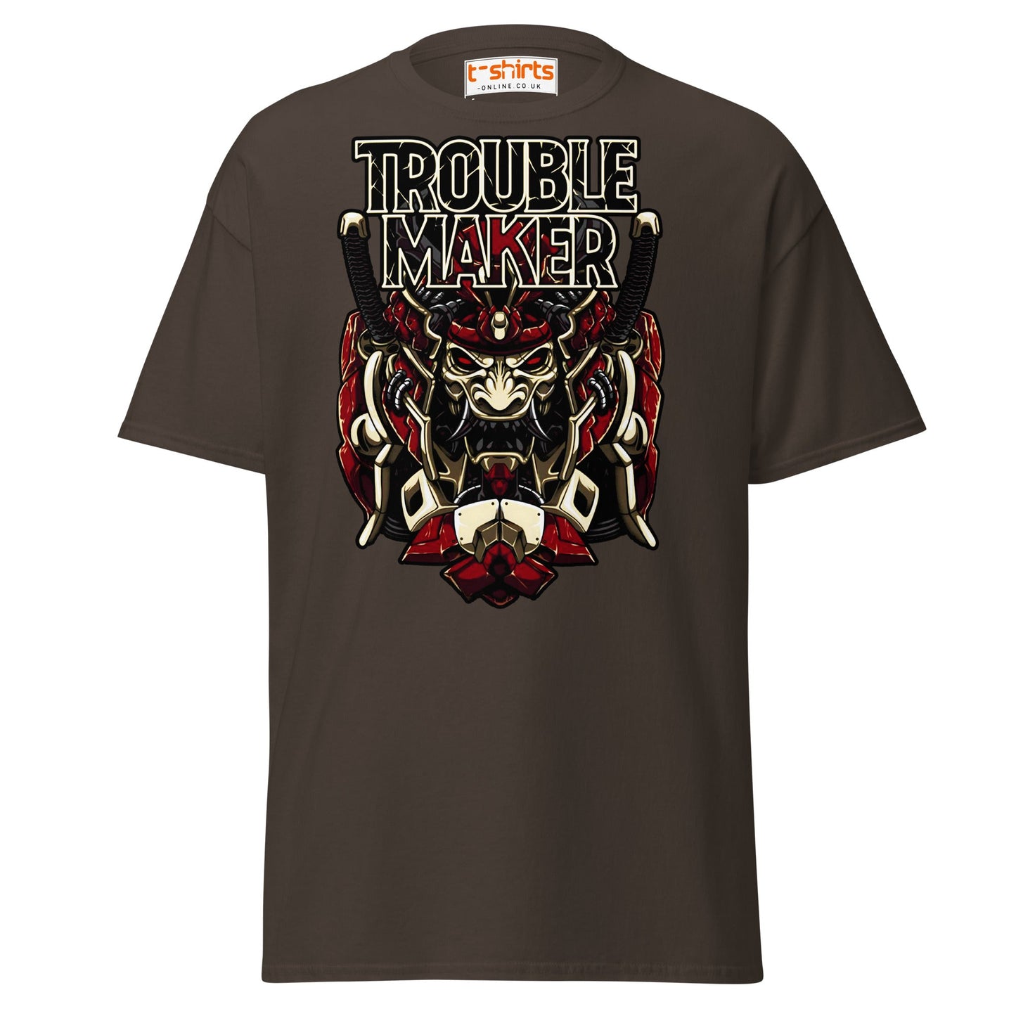 Troublemaker Samurai T-Shirt – Bold Warrior Design Tee - Dark Chocolate - T-Shirts Online