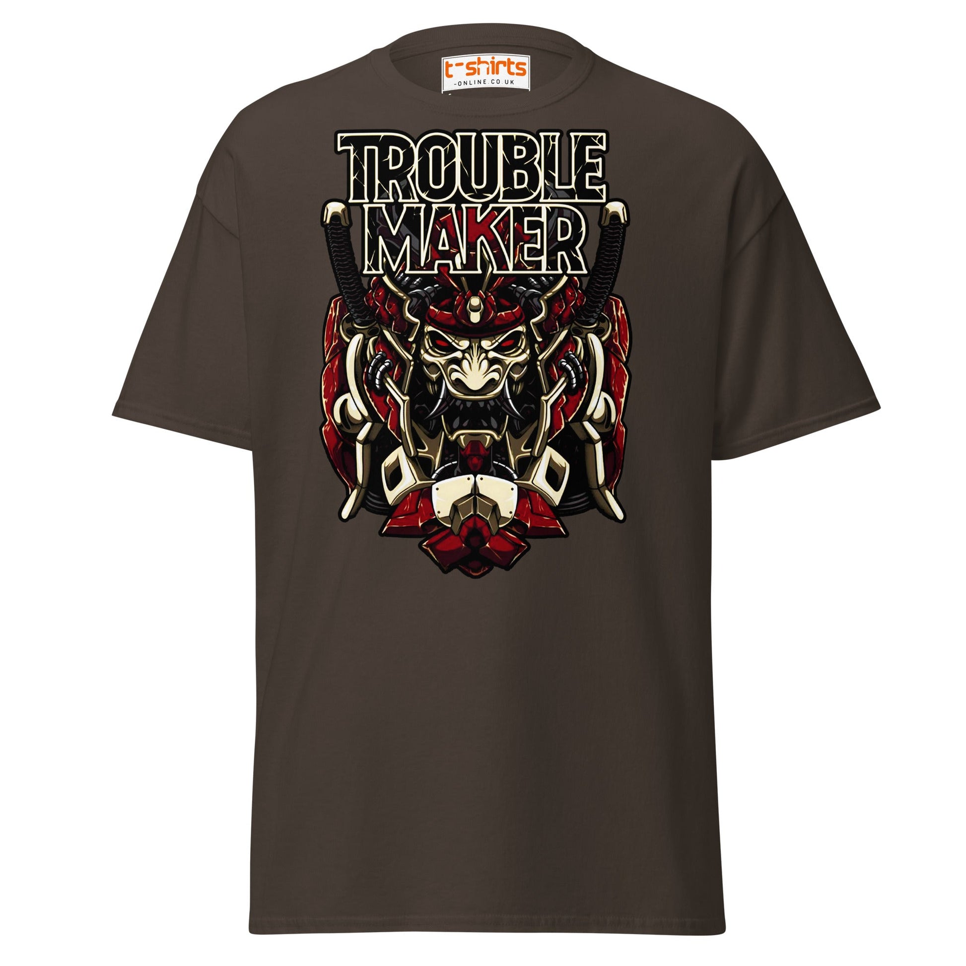 Troublemaker Samurai T-Shirt – Bold Warrior Design Tee - Dark Chocolate - T-Shirts Online