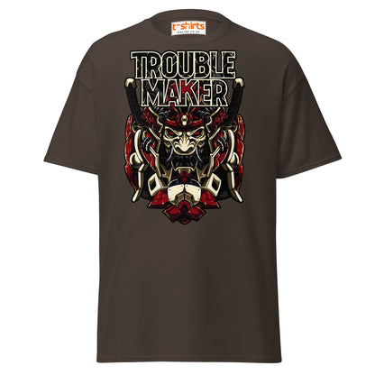 Troublemaker Samurai T-Shirt – Bold Warrior Design Tee - Dark Chocolate - T-Shirts Online
