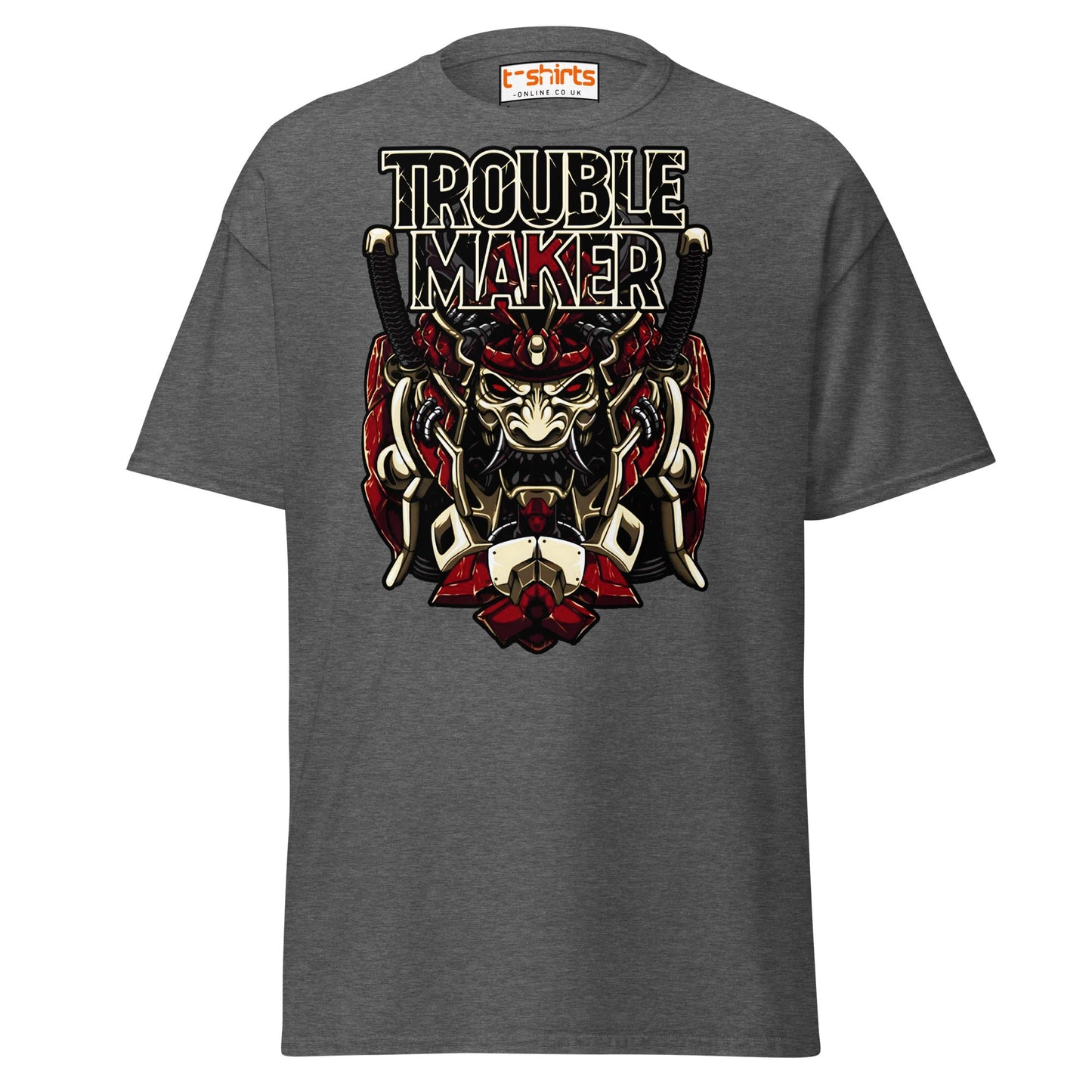 Troublemaker Samurai T-Shirt – Bold Warrior Design Tee - Dark Heather - T-Shirts Online