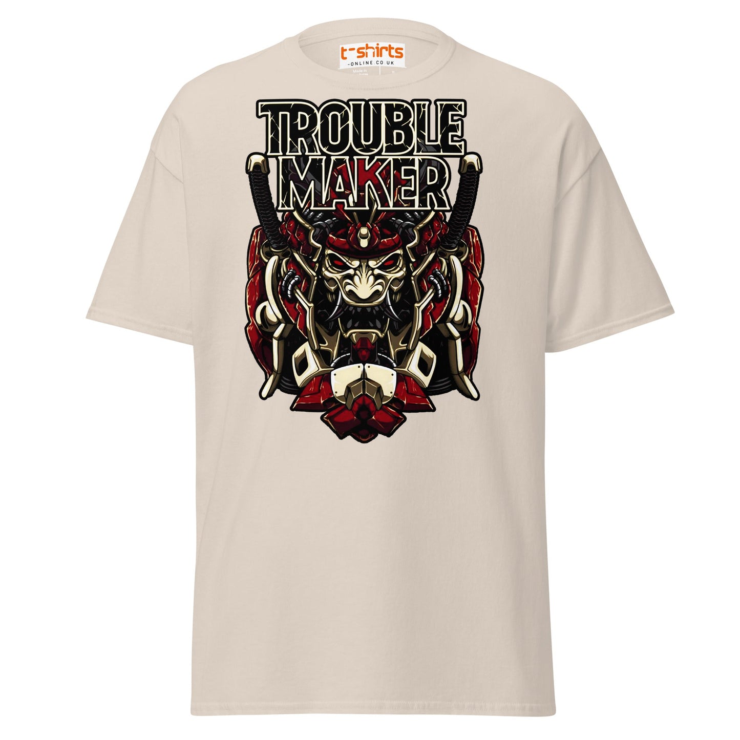 Troublemaker Samurai T-Shirt – Bold Warrior Design Tee - Natural - T-Shirts Online