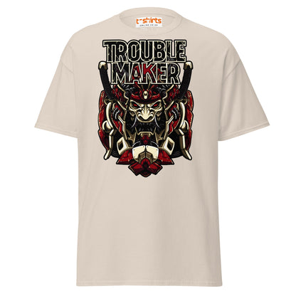 Troublemaker Samurai T-Shirt – Bold Warrior Design Tee - Natural - T-Shirts Online