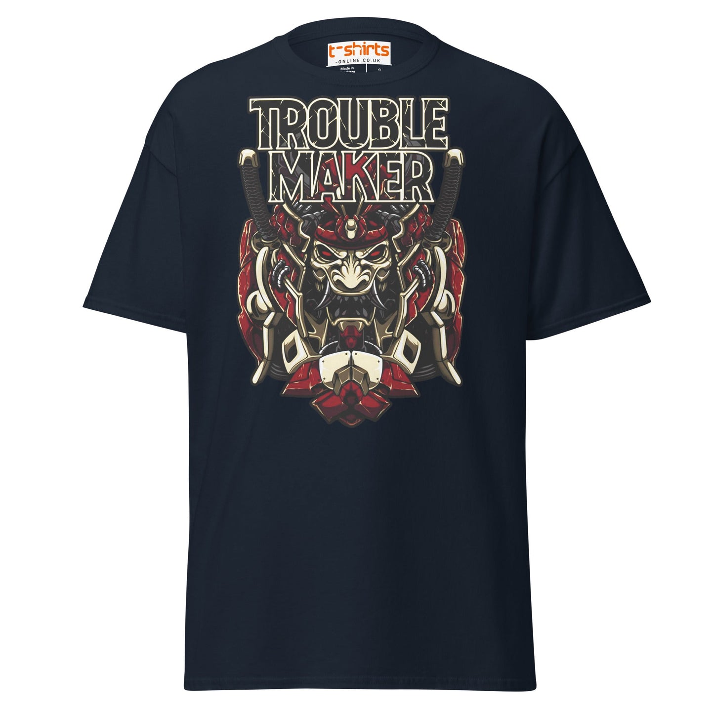 Troublemaker Samurai T-Shirt – Bold Warrior Design Tee - Navy - T-Shirts Online