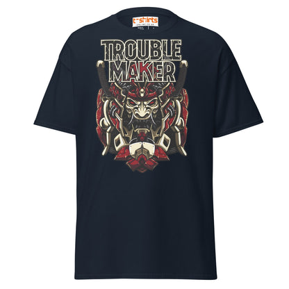 Troublemaker Samurai T-Shirt – Bold Warrior Design Tee - Navy - T-Shirts Online