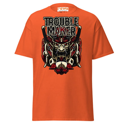 Troublemaker Samurai T-Shirt – Bold Warrior Design Tee - Orange - T-Shirts Online