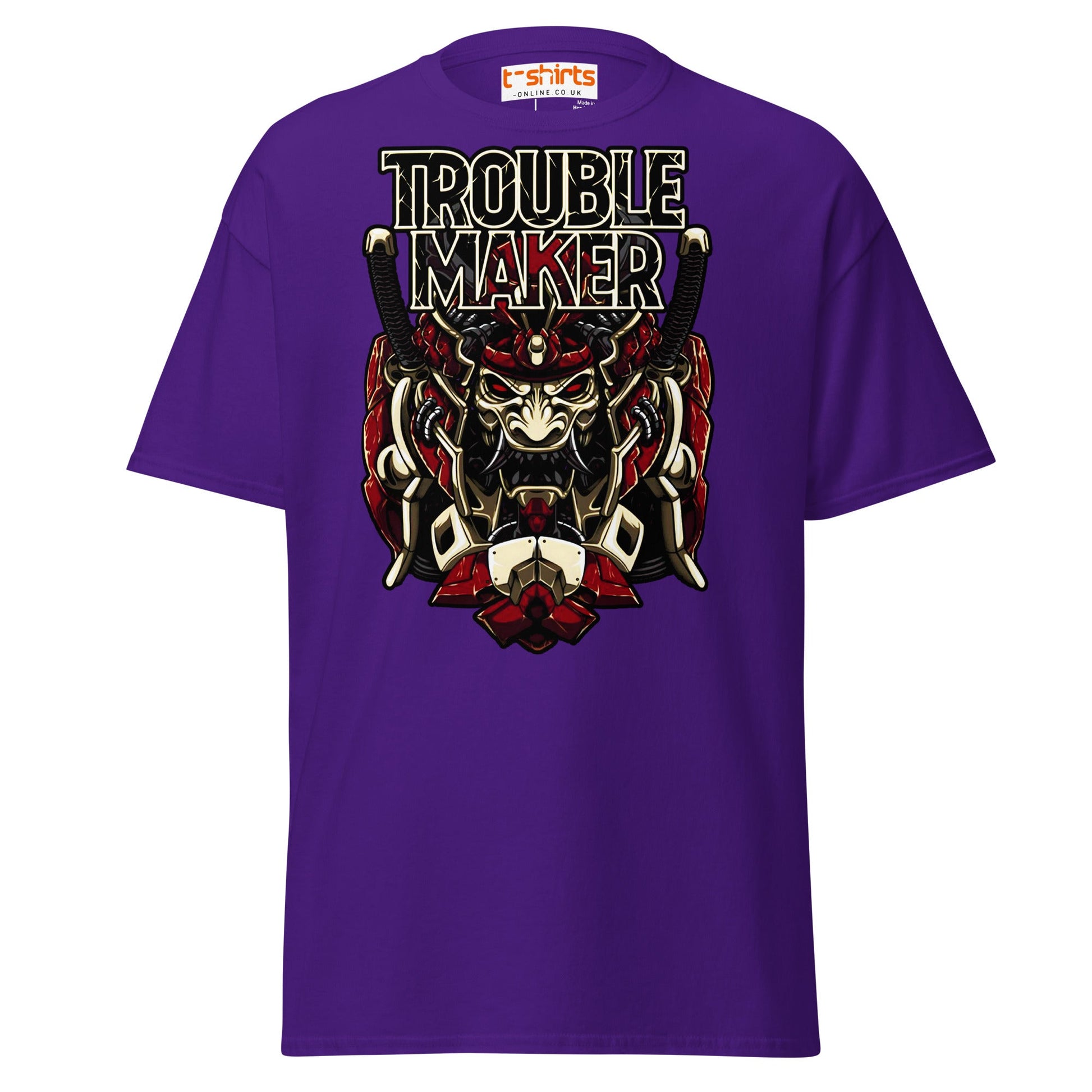 Troublemaker Samurai T-Shirt – Bold Warrior Design Tee - Purple - T-Shirts Online