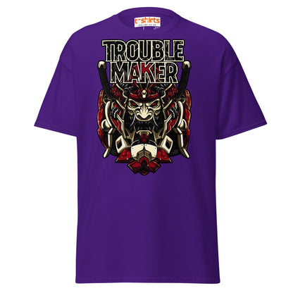 Troublemaker Samurai T-Shirt – Bold Warrior Design Tee - Purple - T-Shirts Online