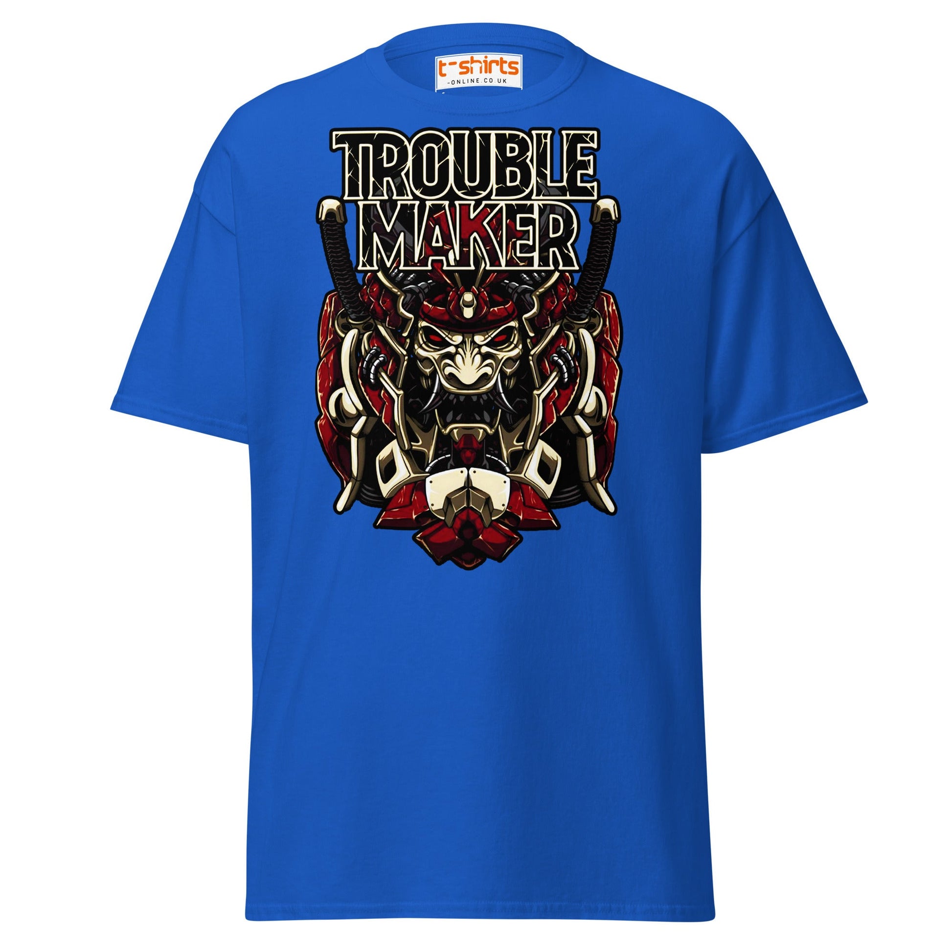 Troublemaker Samurai T-Shirt – Bold Warrior Design Tee - Royal - T-Shirts Online