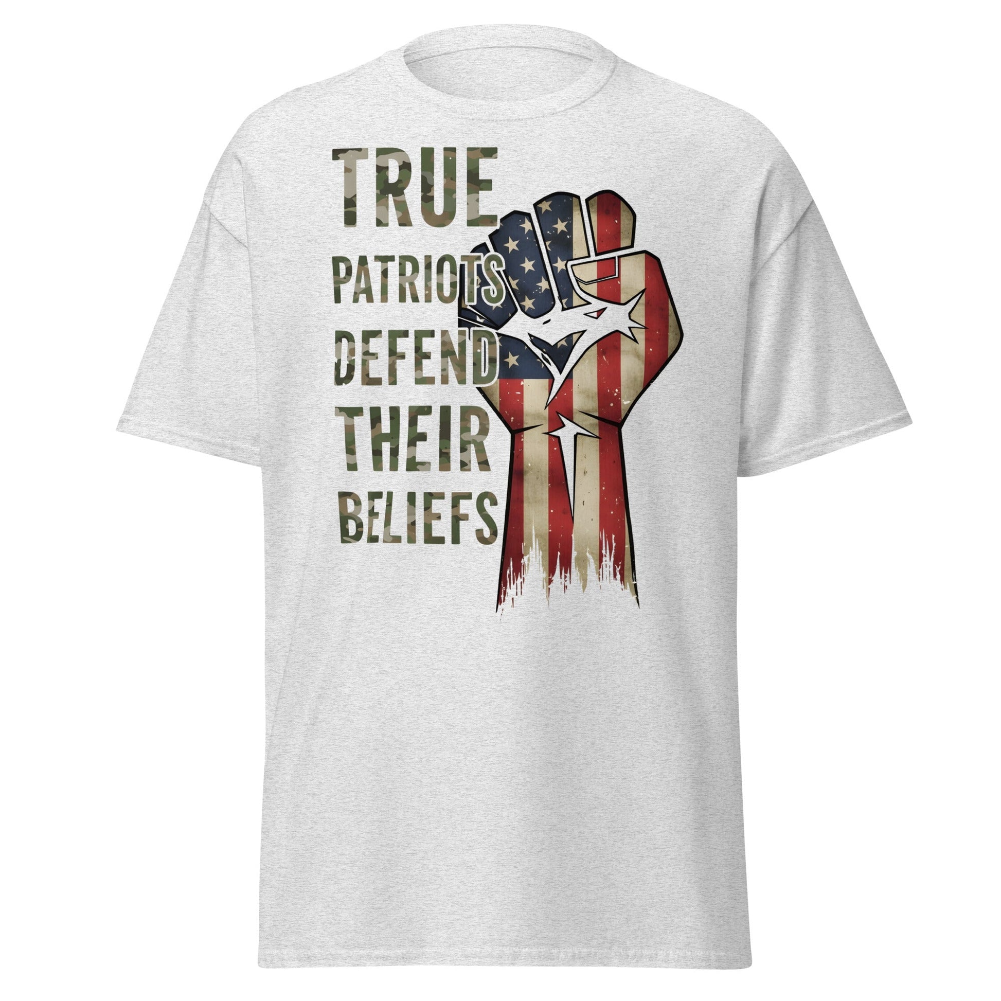 True Patriots Defend Their Beliefs Shirt - Patriotic Tee - Ash - T-Shirts Online
