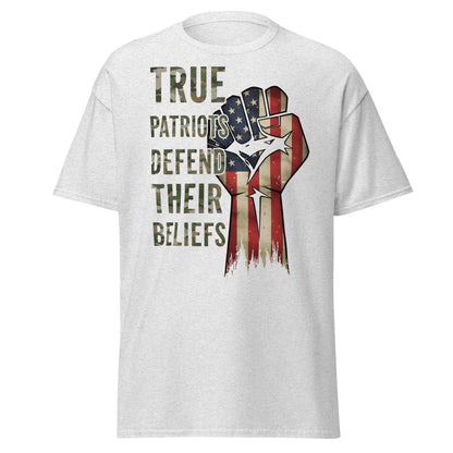 True Patriots Defend Their Beliefs Shirt - Patriotic Tee - Ash - T-Shirts Online