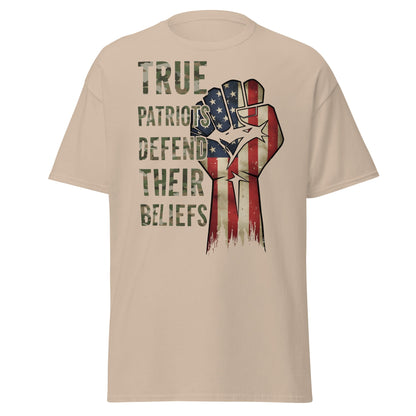 True Patriots Defend Their Beliefs Shirt - Patriotic Tee - Sand - T-Shirts Online