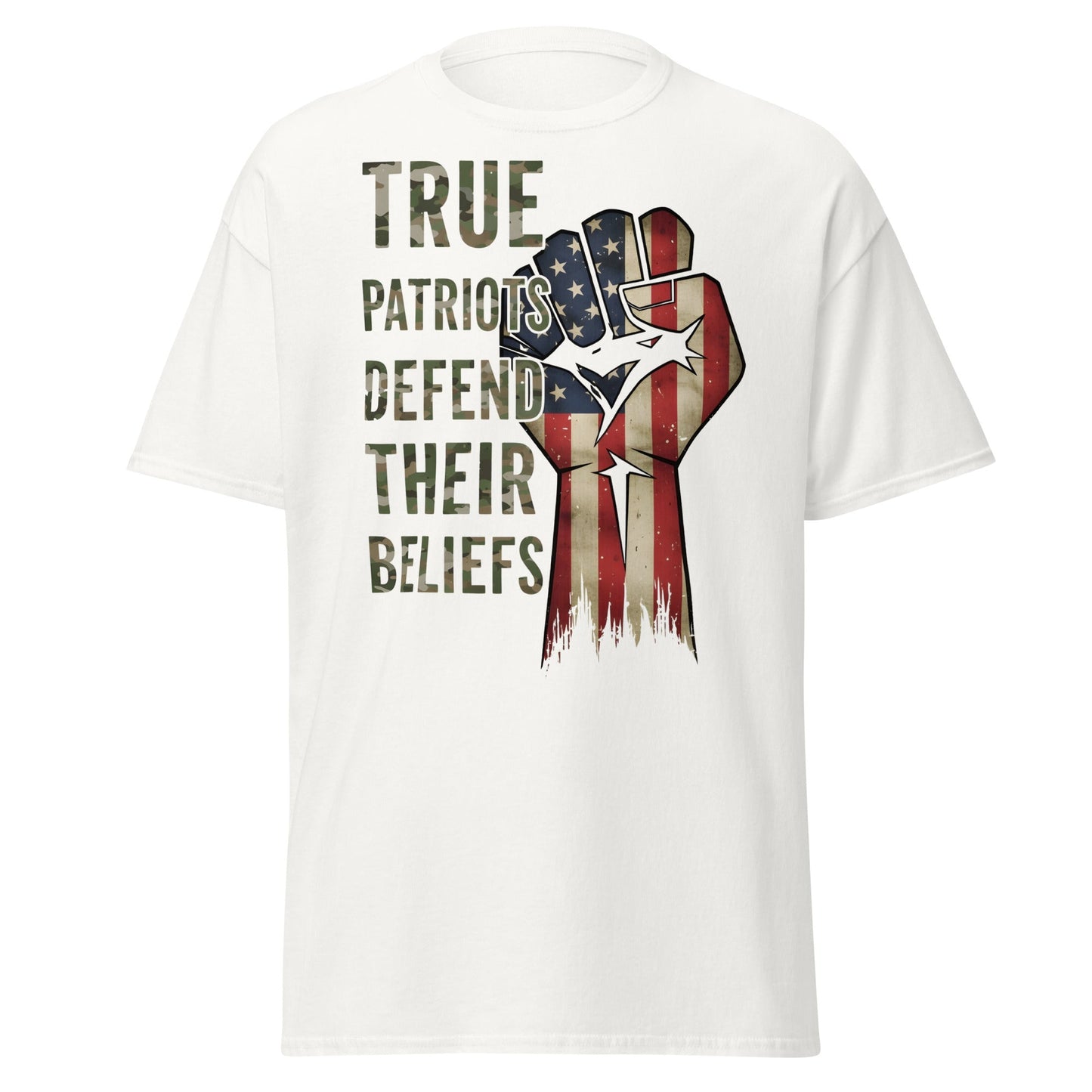 True Patriots Defend Their Beliefs Shirt - Patriotic Tee - White - T-Shirts Online