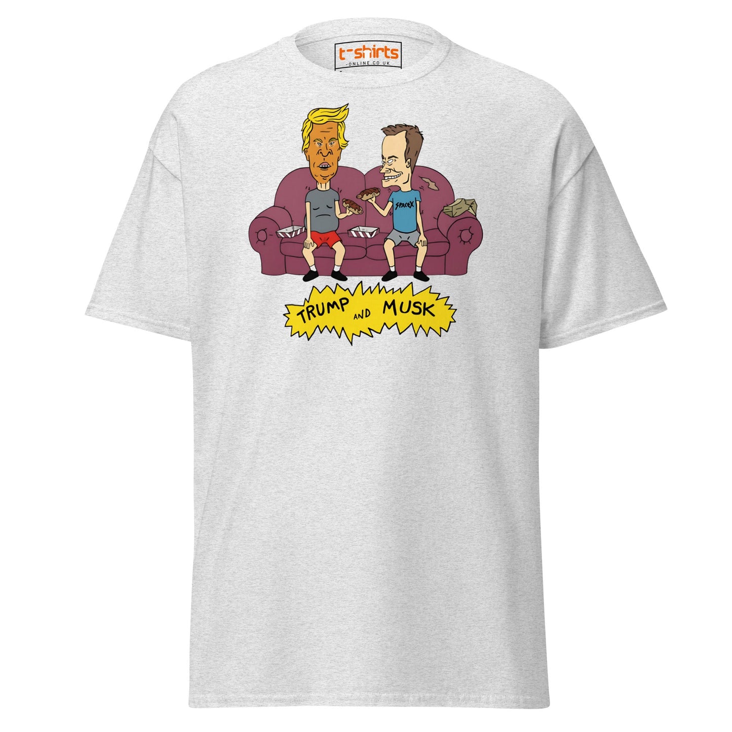 Trump and Musk Parody Cartoon T-Shirt - Ash - T-Shirts Online