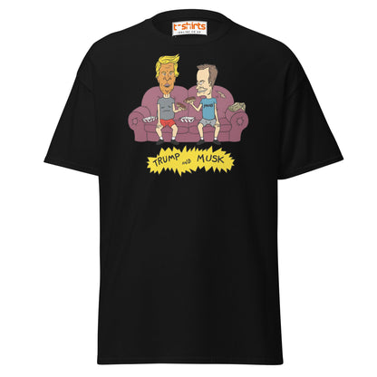 Trump and Musk Parody Cartoon T-Shirt - Black - T-Shirts Online