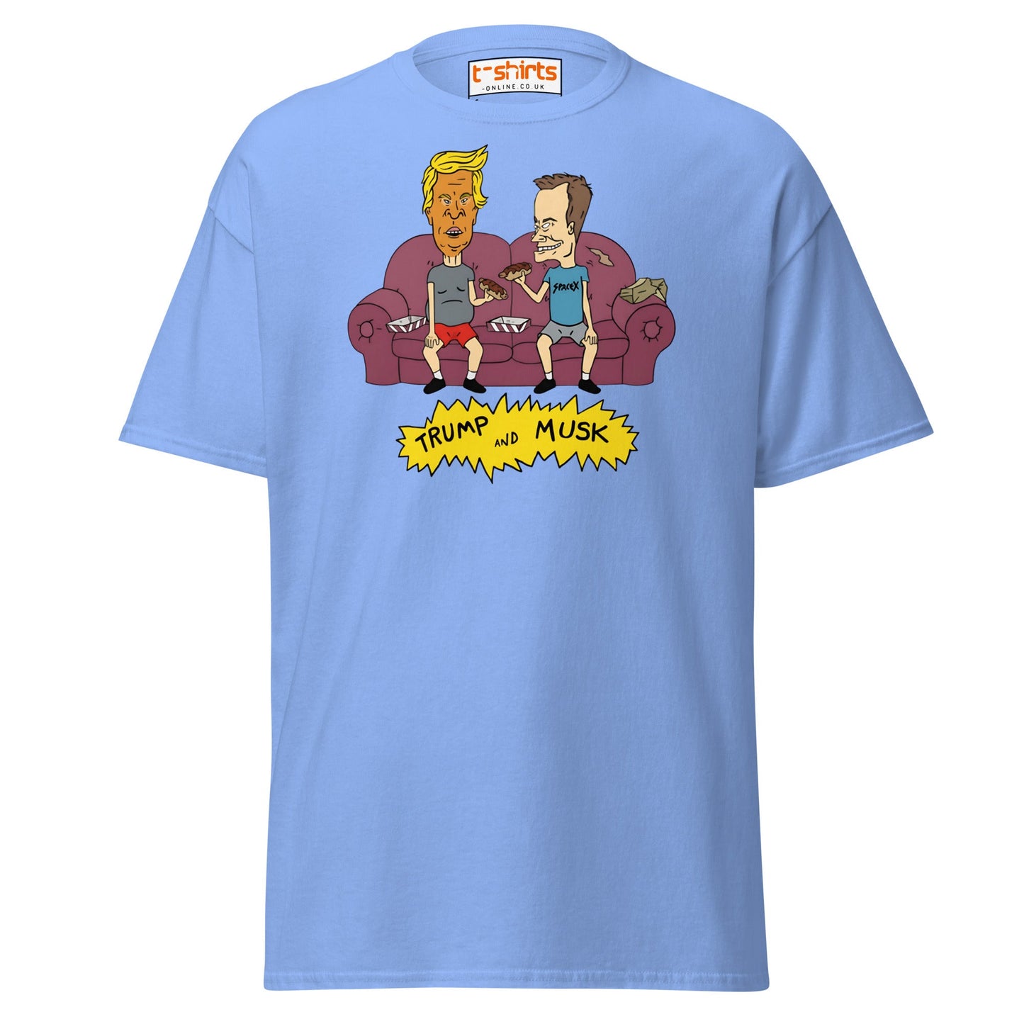 Trump and Musk Parody Cartoon T-Shirt - Carolina Blue - T-Shirts Online