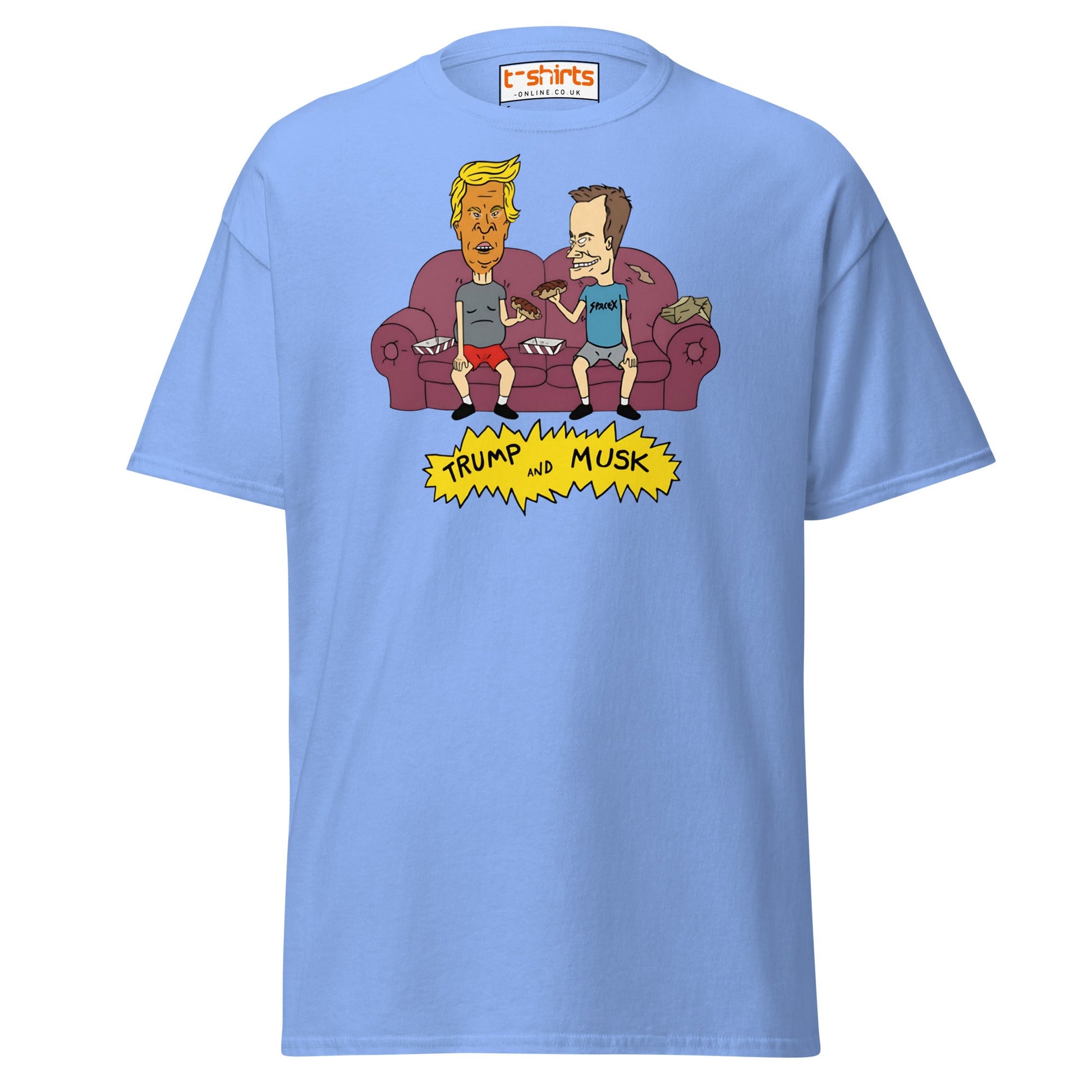 Trump and Musk Parody Cartoon T-Shirt - Carolina Blue - T-Shirts Online