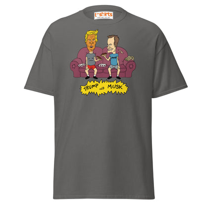 Trump and Musk Parody Cartoon T-Shirt - Charcoal - T-Shirts Online