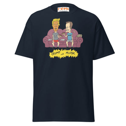 Trump and Musk Parody Cartoon T-Shirt - Navy - T-Shirts Online