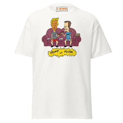 Trump and Musk Parody Cartoon T-Shirt - White - T-Shirts Online