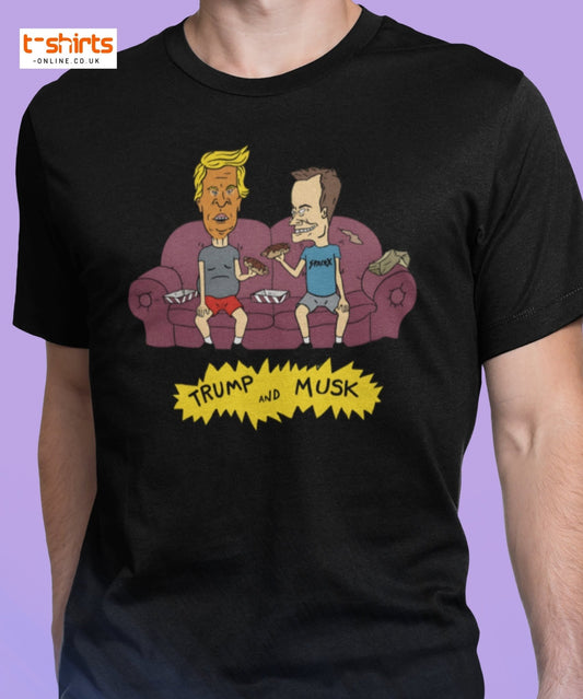 Trump and Musk Parody Cartoon T-Shirt - White - T-Shirts Online