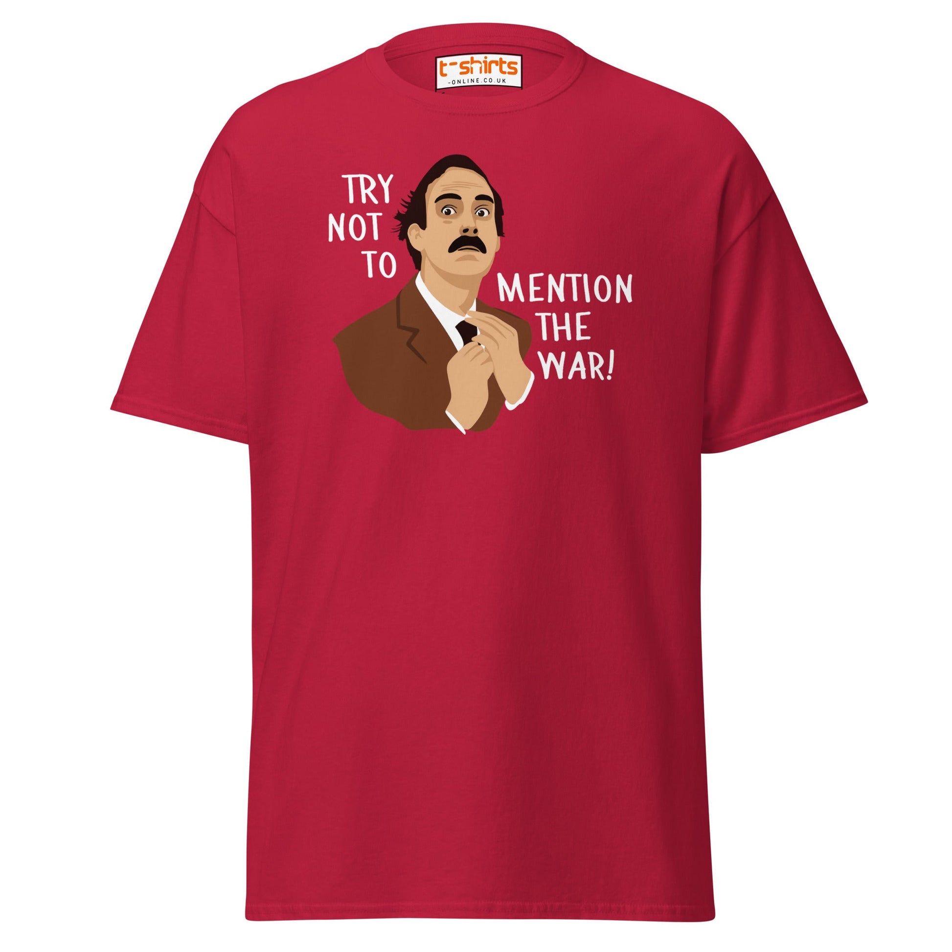 Try Not to Mention the War T-Shirt – Funny Retro Tee - Cardinal - T-Shirts Online