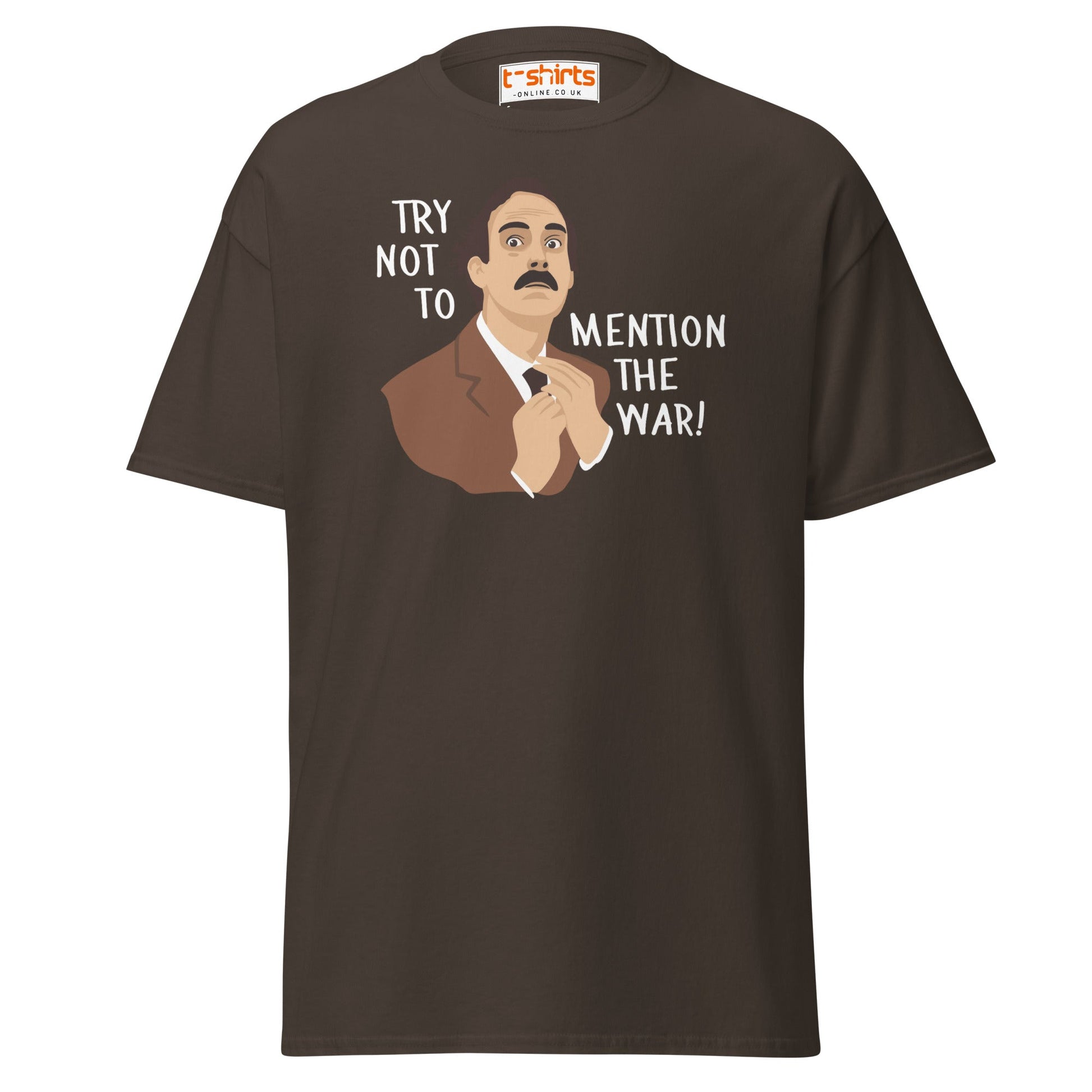Try Not to Mention the War T-Shirt – Funny Retro Tee - Dark Chocolate - T-Shirts Online