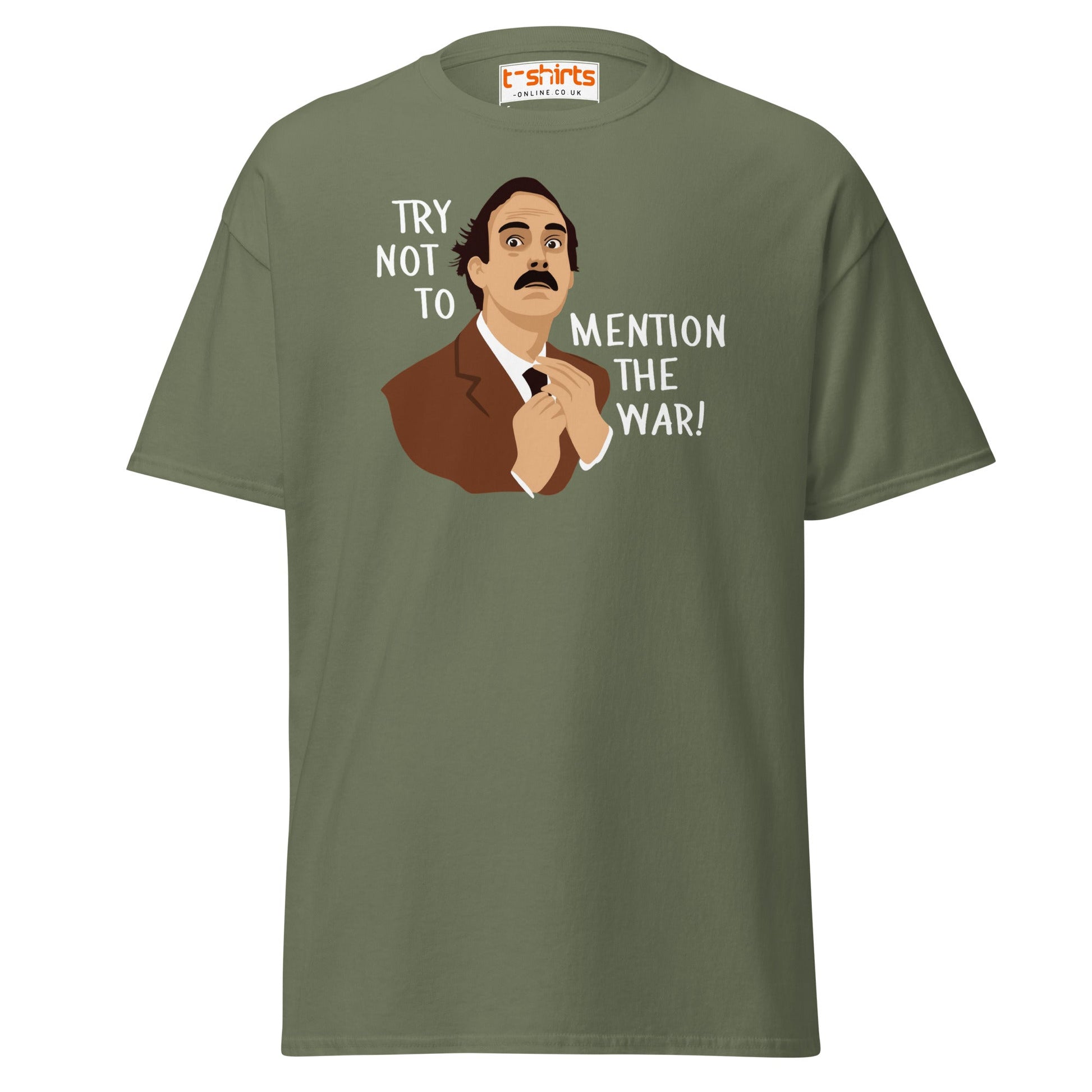 Try Not to Mention the War T-Shirt – Funny Retro Tee - Military Green - T-Shirts Online