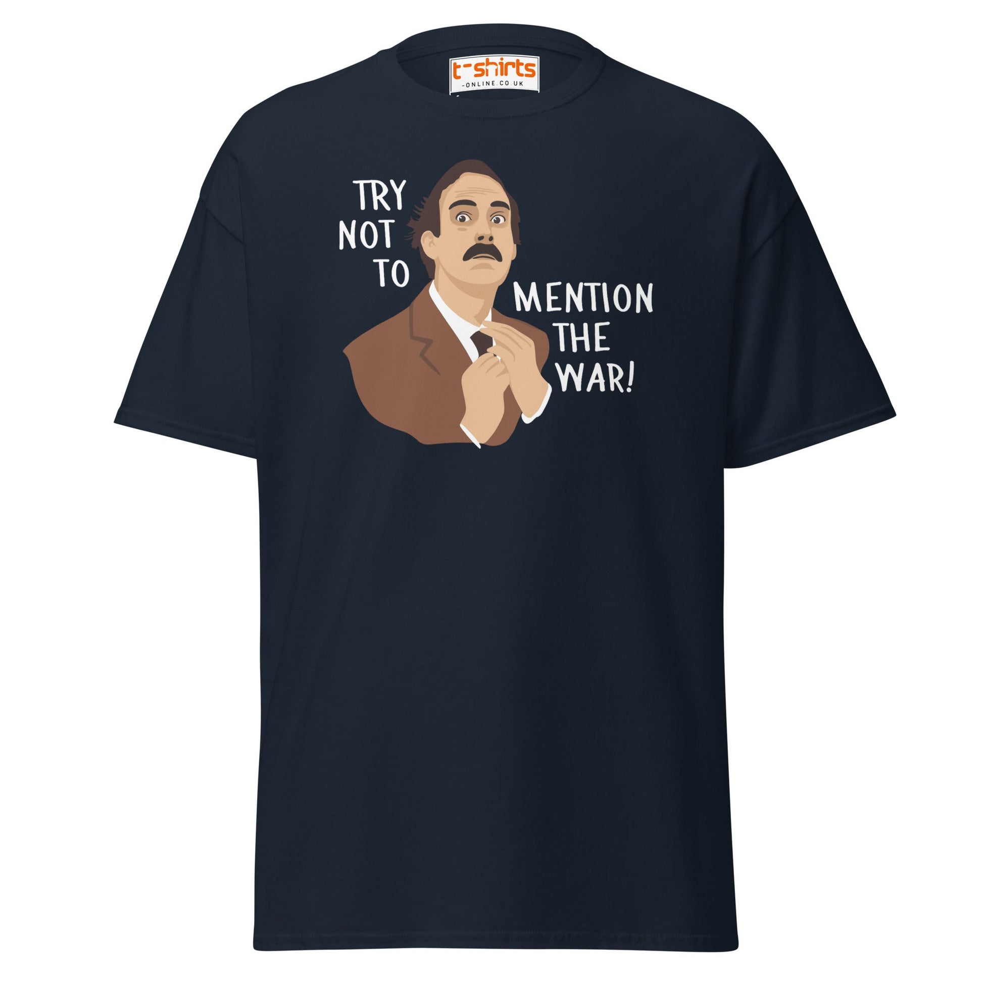 Try Not to Mention the War T-Shirt – Funny Retro Tee - Navy - T-Shirts Online