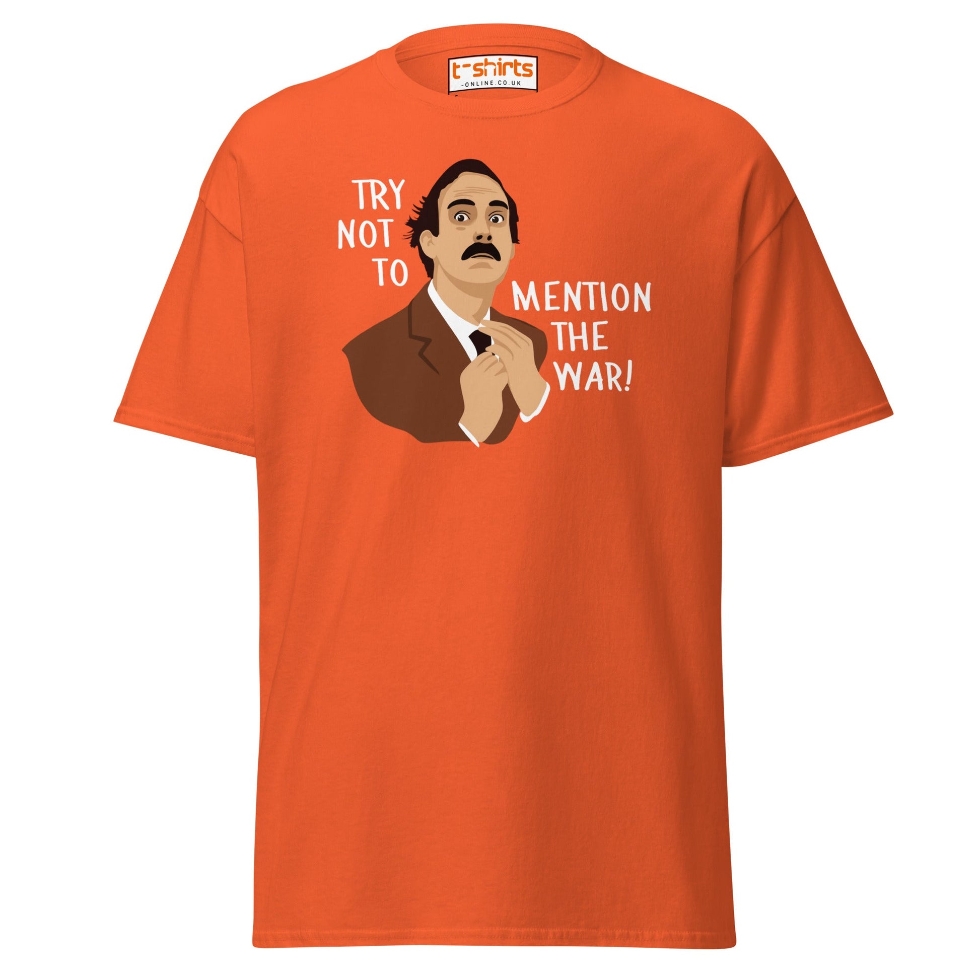 Try Not to Mention the War T-Shirt – Funny Retro Tee - Orange - T-Shirts Online