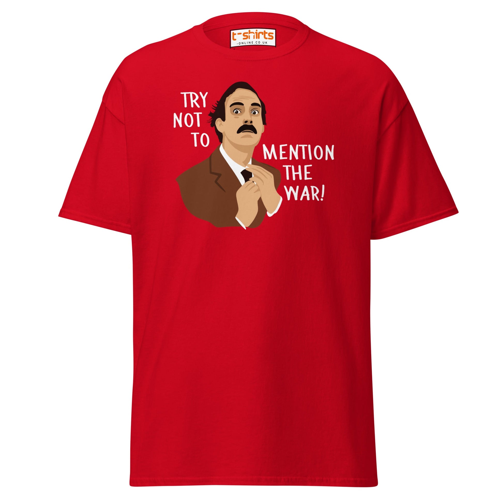 Try Not to Mention the War T-Shirt – Funny Retro Tee - Red - T-Shirts Online