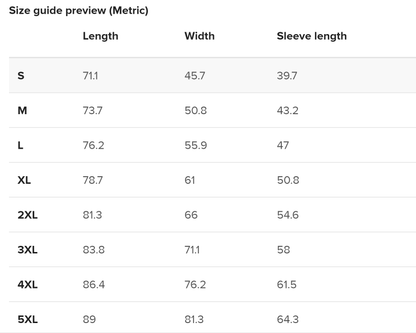 tshirt size guide